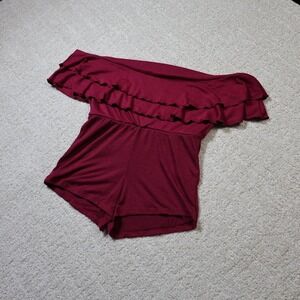 Wild Fable women's burgundy off the shoulder romper